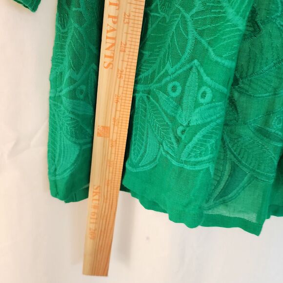 Anthropologie Akemi + Kin Kelly Green Eyelet Embroidered Tunic Top Blouse Boho - Picture 6 of 13